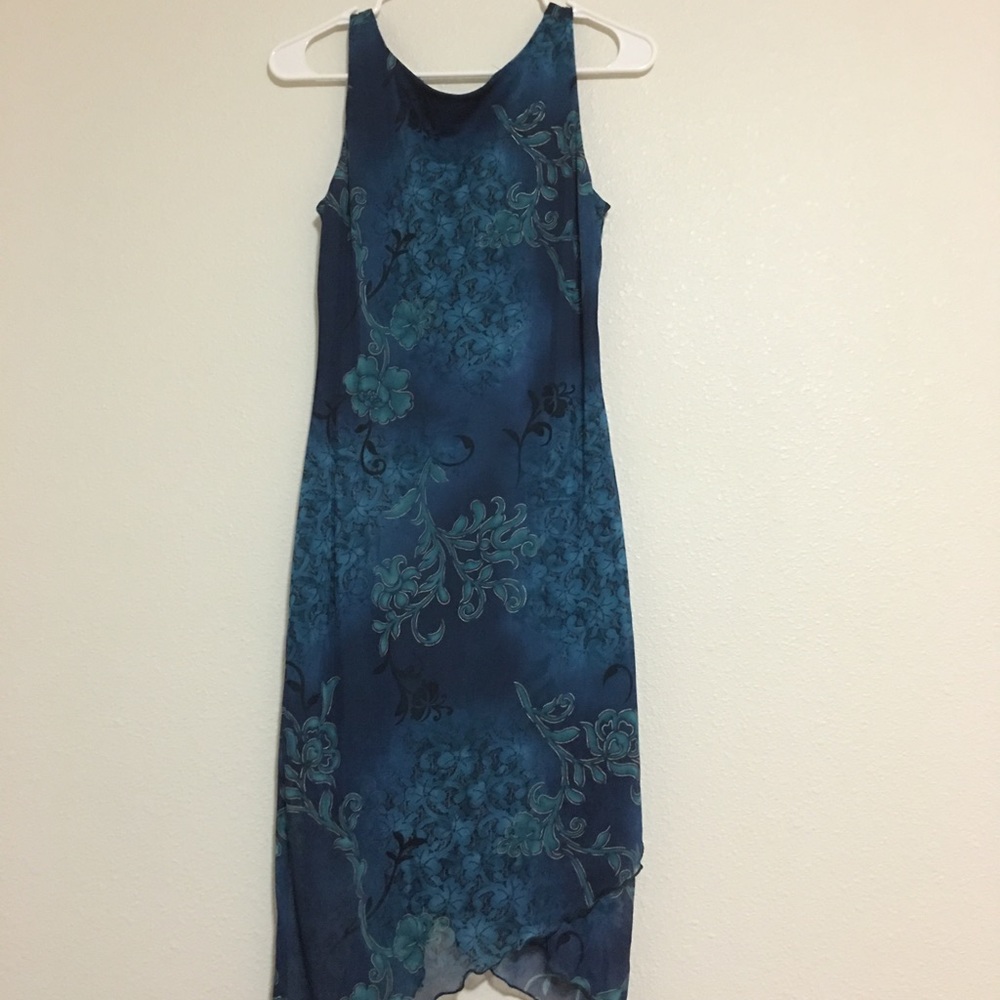 Coral Blue Floral Dress